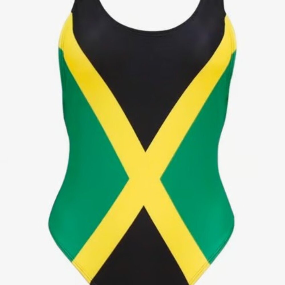 Women's Fashion One Piece Caribbean Jamaica Flag Rasta Sport Swimsuit -XL(16-18)